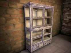Vitrinekast 4deur 3lades paars/blauw