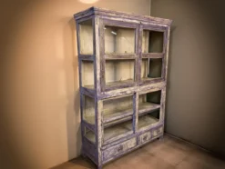 Vitrinekast 4deur 3lades paars/blauw