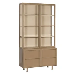Vitrinekast Langley cappuccino/zand