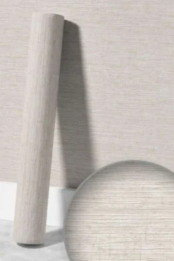 Vliesbehang gemêleerd met textielreliëfpatroon – beige, bruin, grijs #1