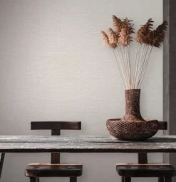 Vliesbehang gemêleerd met textielreliëfpatroon – beige, bruin, grijs #1
