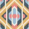 Vliesbehang geometrische ornamenten in retrostijl – blauw, geel, rood Geometrische ornamenten in retrostijl – blauw, geel, rood #1