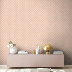 Vliesbehang met cirkelpatroon in zachte kleuren – beige, oranje, paars #1