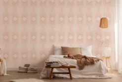 Vliesbehang met ruitmotief in retro stijl - beige, crème #1