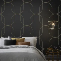 Vliesbehang Palais Black & Gold