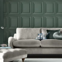 Vliesbehang redbrook wood panel fern green