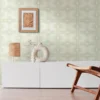 Vliesbehang retro patroon in de kleur vaalgroen - groen, crème Retro patroon op vliesbehang in de kleur vaalgroen - groen, crème #1