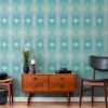 Vliesbehang ruitpatroon – blauw, lichtblauw, turquoise Ruitpatroon op retro vliesbehang – blauw, lichtblauw, turquoise #1