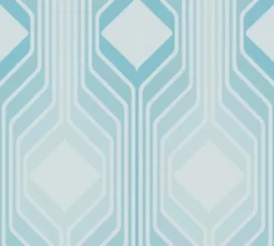Vliesbehang ruitpatroon – blauw, lichtblauw, turquoise Ruitpatroon op retro vliesbehang – blauw, lichtblauw, turquoise #1