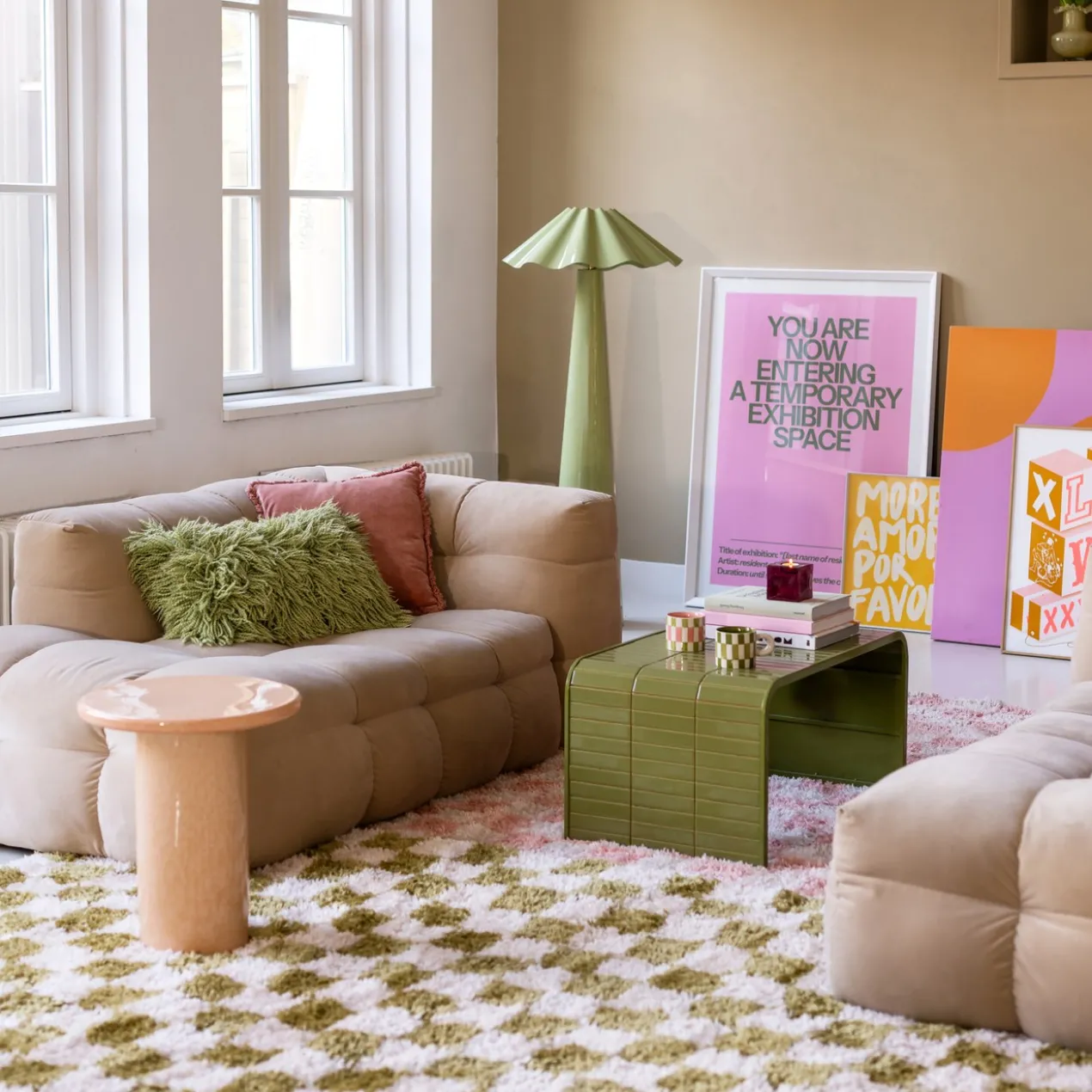 Vloerkleed Benny 160x230 cm moss green/off-white