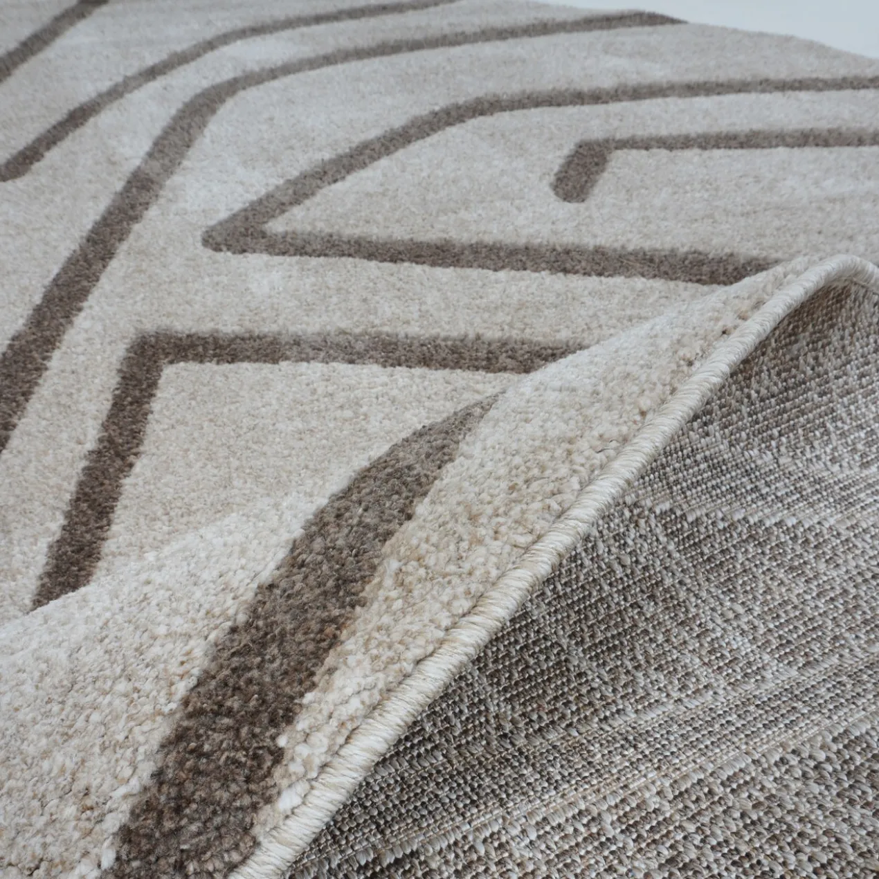 Vloerkleed Labyrint beige organisch 160x230 cm