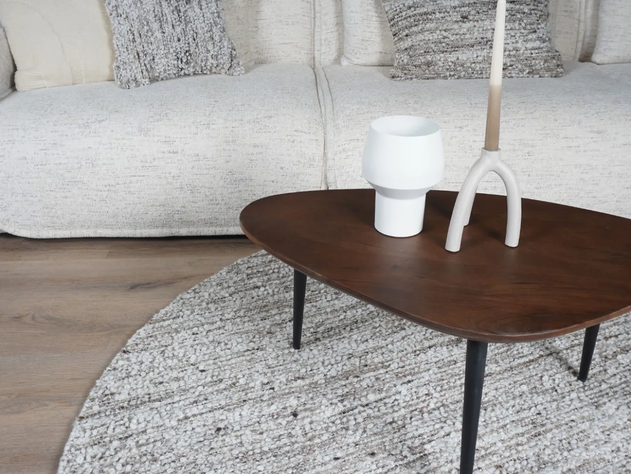 Vloerkleed Mica Naturel/Brown Rond ø200 cm