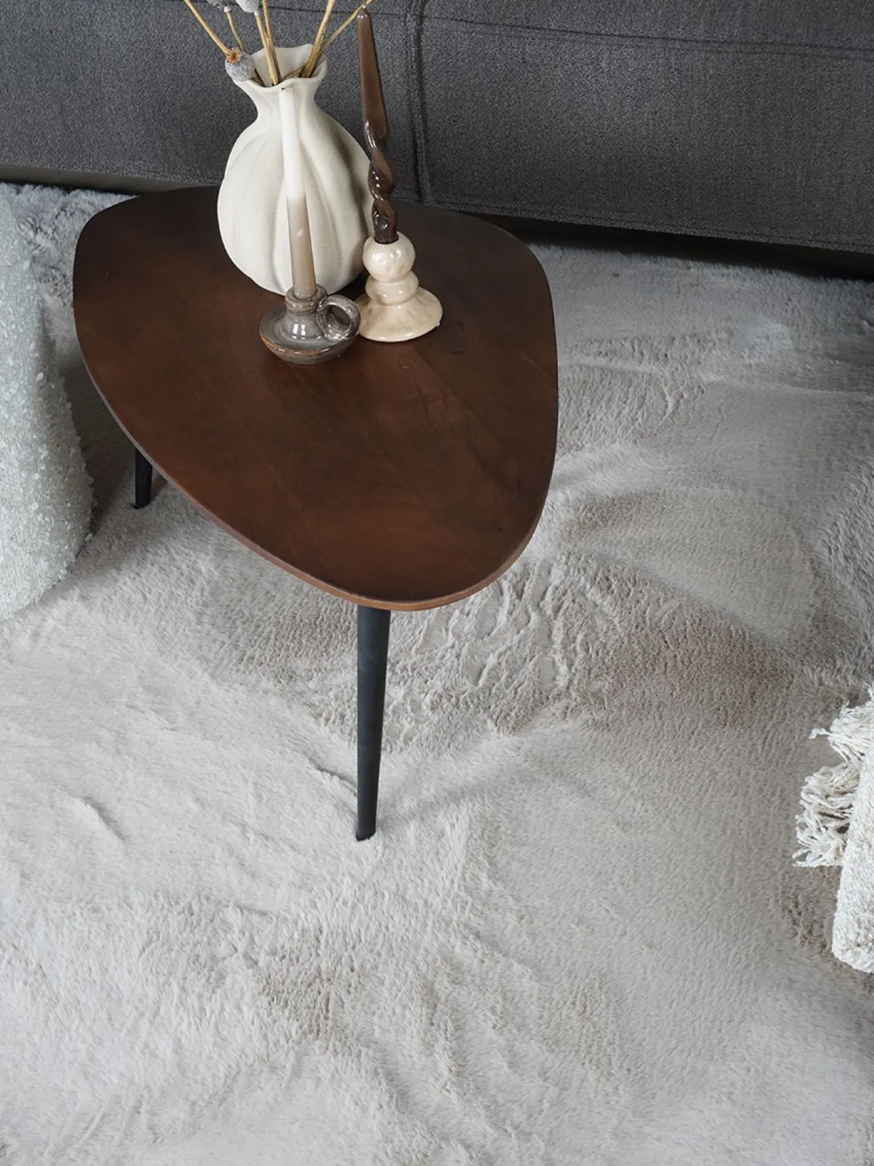 Vloerkleed Velluto Beige - Rond ø160 cm