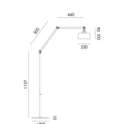 Vloerlamp Bolt Long upperfit 2 armen pure white