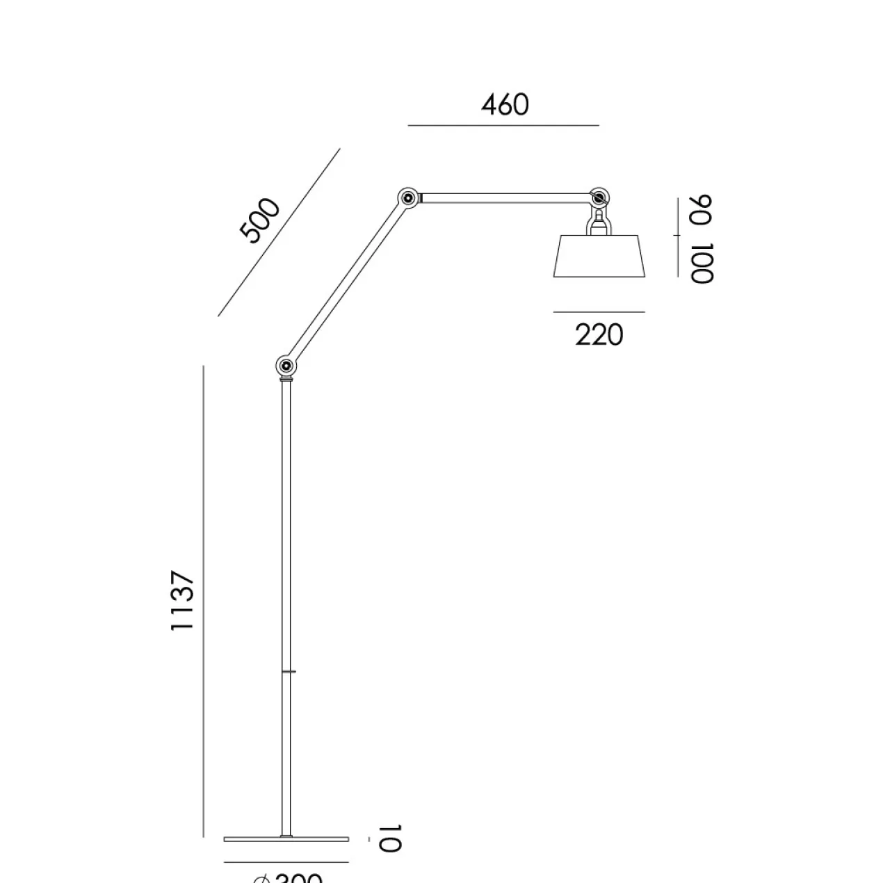 Vloerlamp Bolt Long upperfit 2 armen lightning white