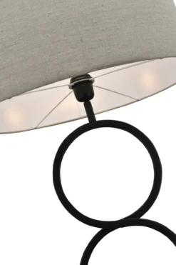 Vloerlamp Capri zwart + kap Cilinder 50x50x30cm Linnen naturel ( witte binnenkant )