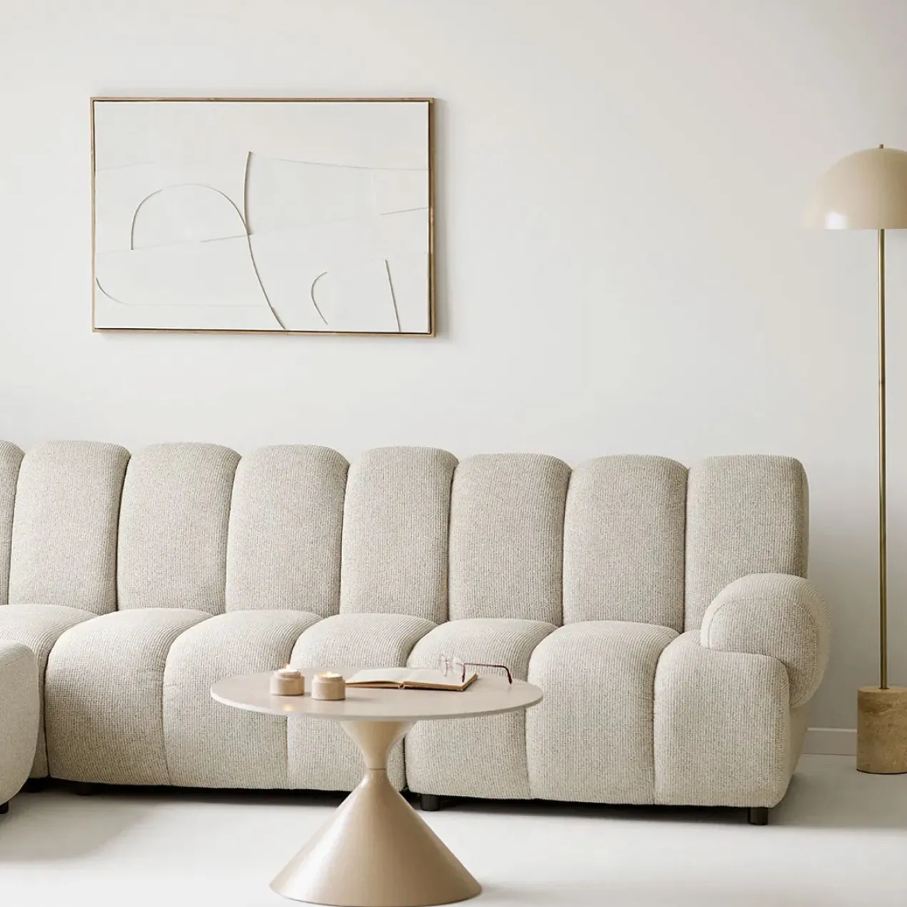 Vloerlamp Cheryl marmer zand Ø40 cm