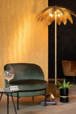 Vloerlamp Kokosbladeren staal Goud