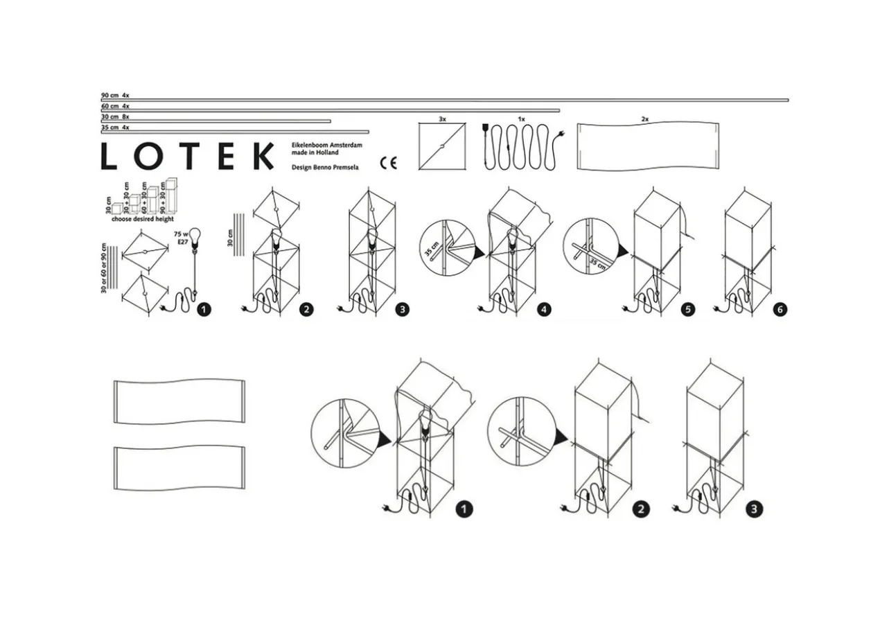 Vloerlamp Lotek Classic 4 hoogtes steel