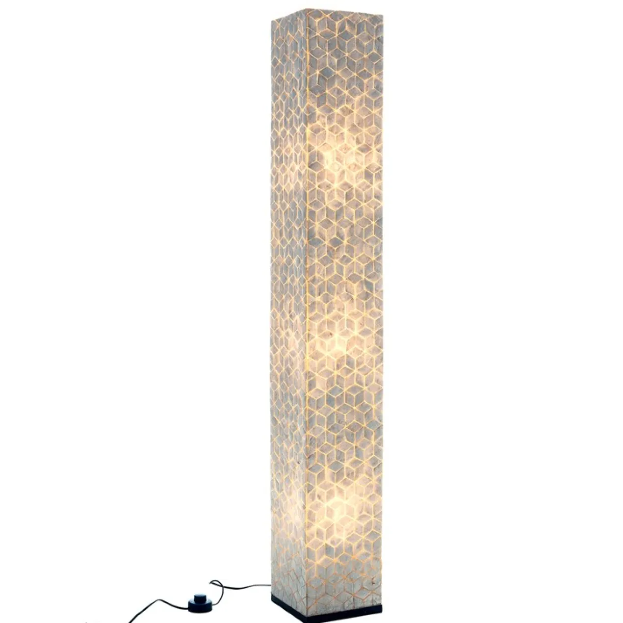 Vloerlamp vierkant cubes white capiz 150 cm
