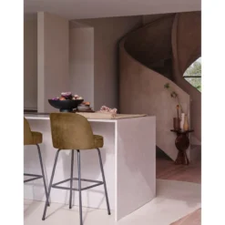 Vogue barstoel 80 cm velvet honinggeel