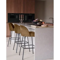 Vogue barstoel 80 cm velvet honinggeel