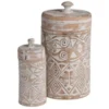 Voorraadpot Borneo naturel/wit L