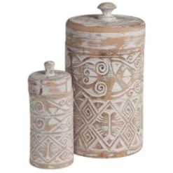 Voorraadpot Borneo naturel/wit L