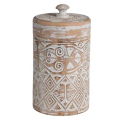 Voorraadpot Borneo naturel/wit L