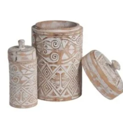 Voorraadpot Borneo naturel/wit L