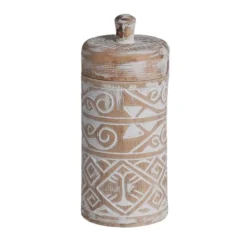 Voorraadpot Borneo naturel/wit M