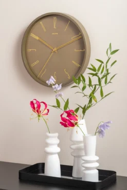 Wall clock Belle Numbers metal moss green