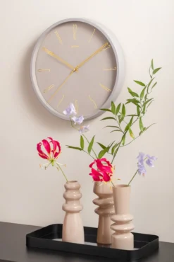 Wall clock Belle Numbers metal warm grey