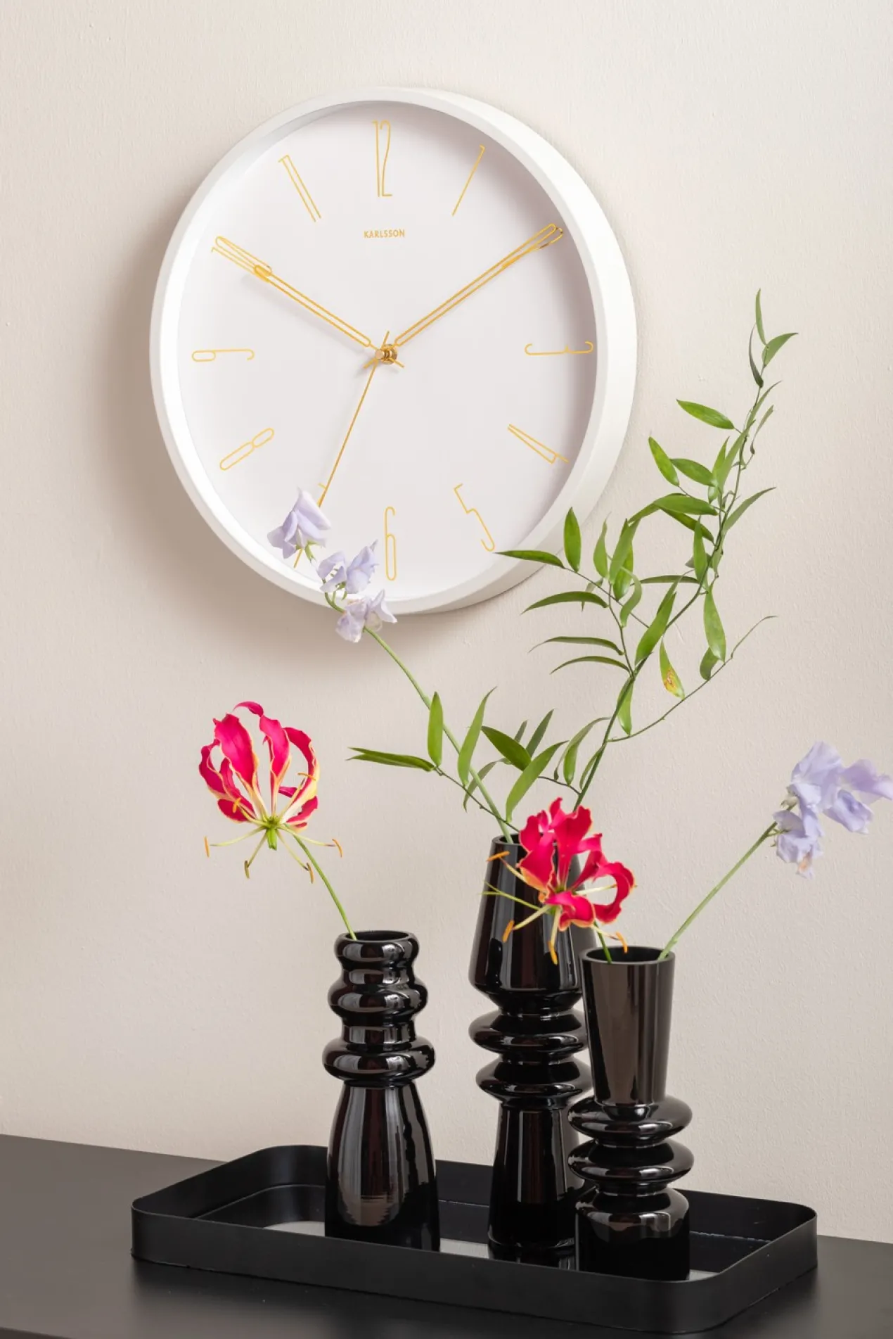 Wall clock Belle Numbers metal white