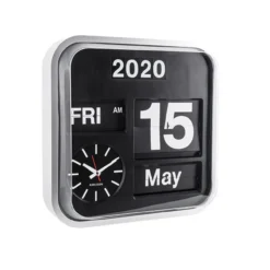 Wall clock Big Flip silver casing, black dial