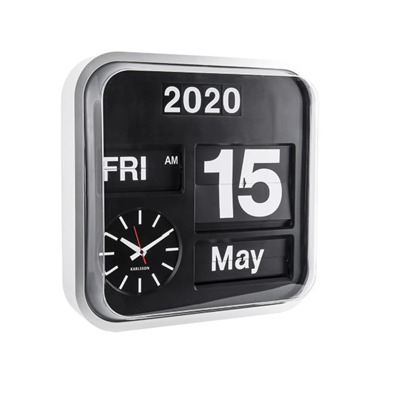 Wall clock Big Flip silver casing, black dial