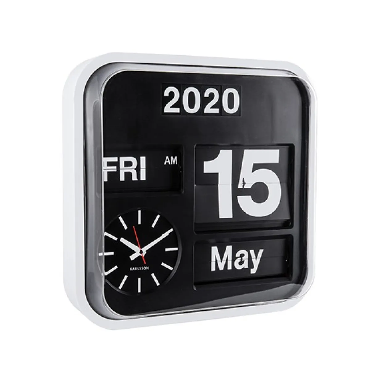 Wall clock Big Flip white casing, black dial