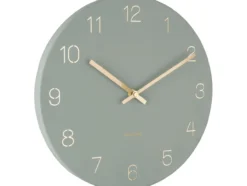 Wall clock Charm engraved numbers small jungle grn