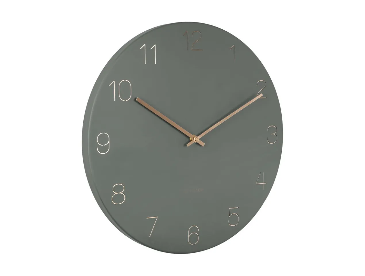 Wall clock Charm engraved numbers jungle green