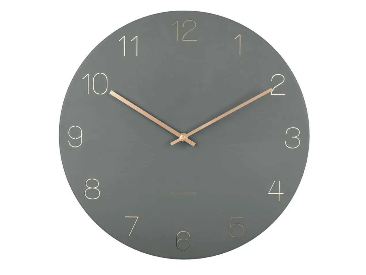 Wall clock Charm engraved numbers jungle green