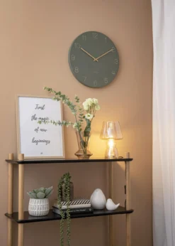Wall clock Charm engraved numbers jungle green