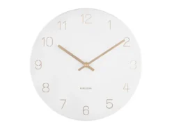 Wall clock Charm engraved numbers small white