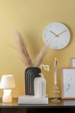 Wall clock Charm engraved numbers small white