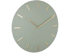 Wall clock Charm jungle green with gold battons