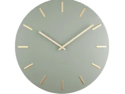 Wall clock Charm jungle green with gold battons