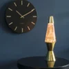 Wall clock Charm steel black w.gold battons small