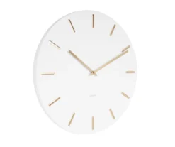 Wall clock Charm white steel with gold battons