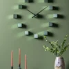 Wall clock DIY Cubic metallic green