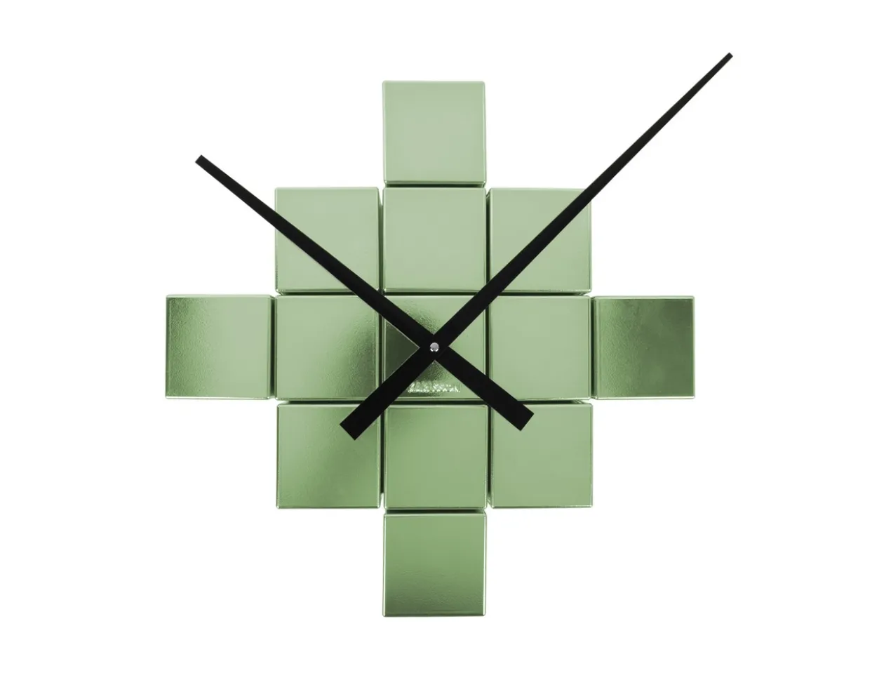Wall clock DIY Cubic metallic green