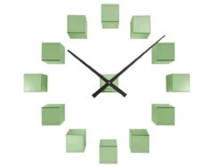 Wall clock DIY Cubic metallic green
